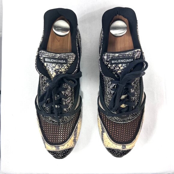 Balenciaga Black Distressed Snake skin Sneakers EU40.5 US7.5 - Picture 1 of 8